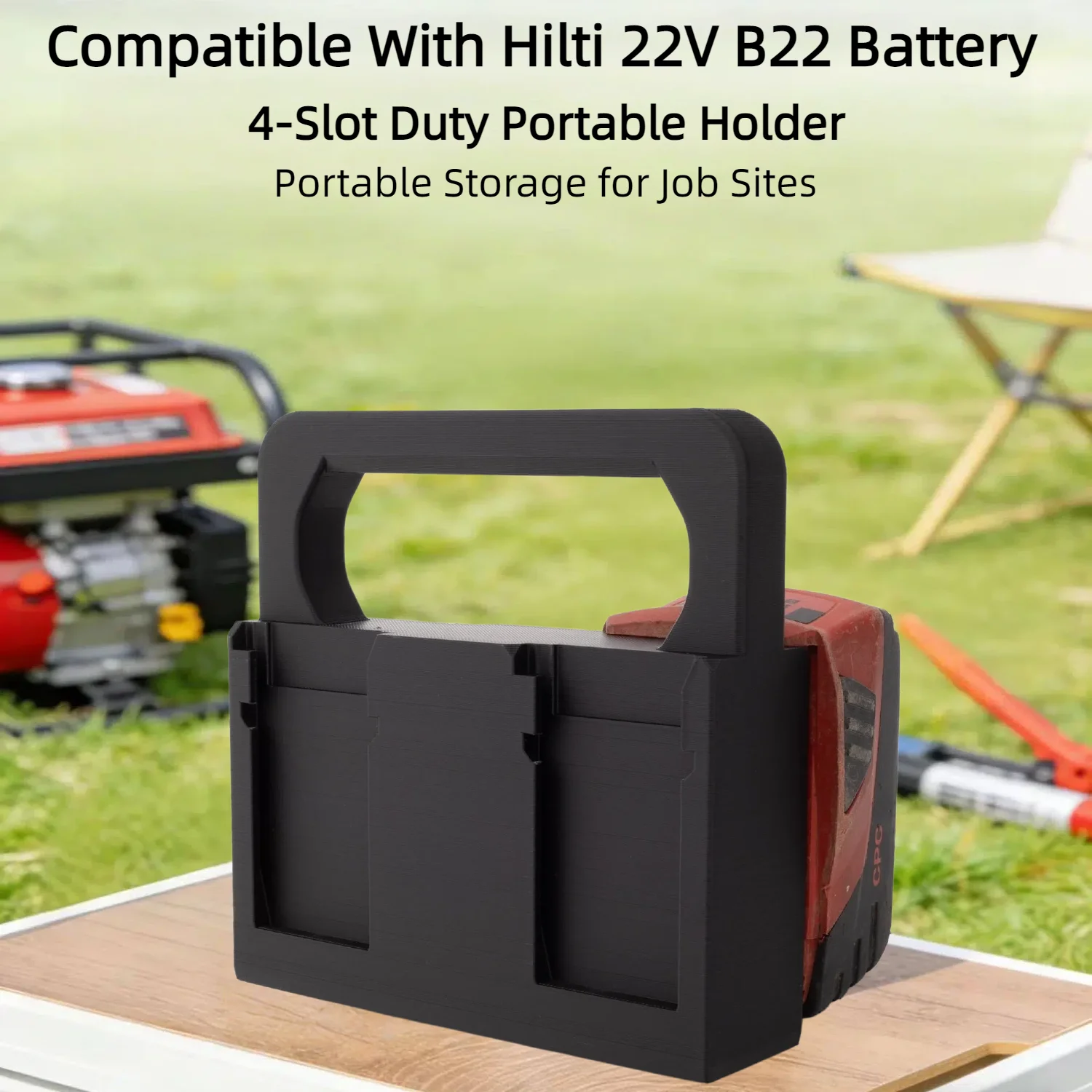 

4-Slot Handheld Battery Holder Stand for Hilti 22V B22 Series Batteries, Portable Storage Bracket for Power Tool Batteries