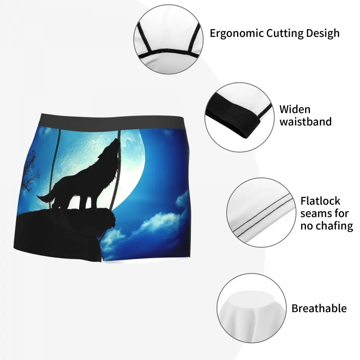 Bokserki Szorty Majtki z motywem wycierającego się wilka Bielizna męska Oddychająca bielizna dla mężczyzn Chłopak Prezent