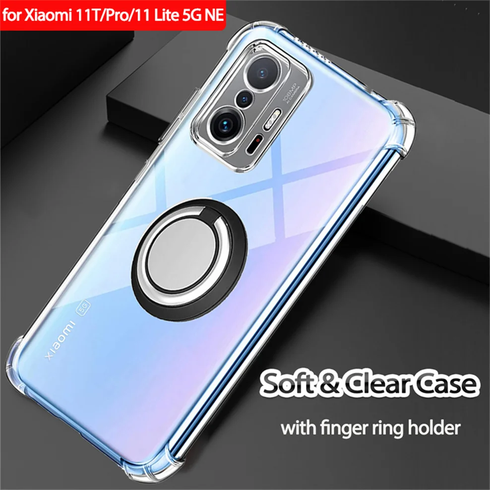 Ring Case for Xiaomi Mi 11T 12T 13T 14T Shockproof Transparent Clear Bumper Soft Phone Cover Redmi Note 13 12 10 Pro 11 14C 13C