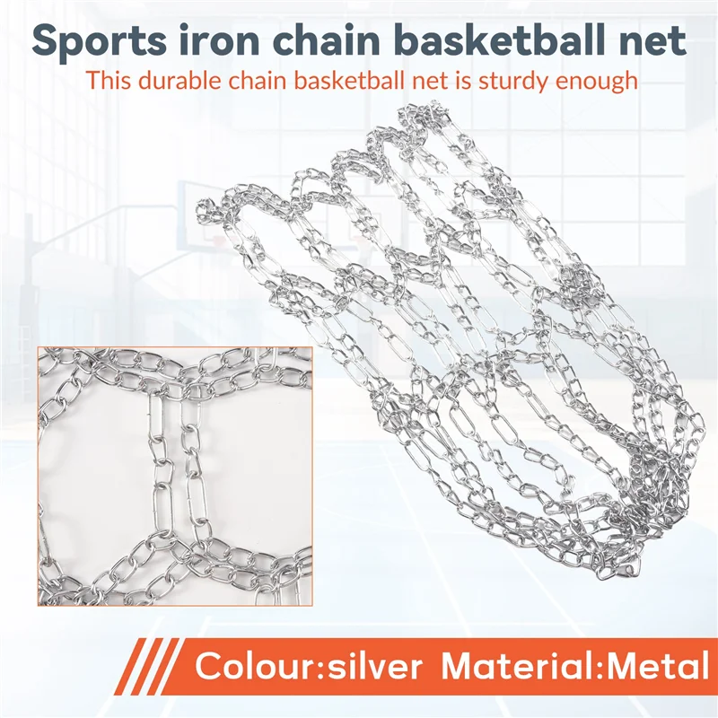 RTSHE-스포츠 아이언 체인 농구 네트 야외 12 루프 표준 헤비 듀티 농구 골대 교체 네트