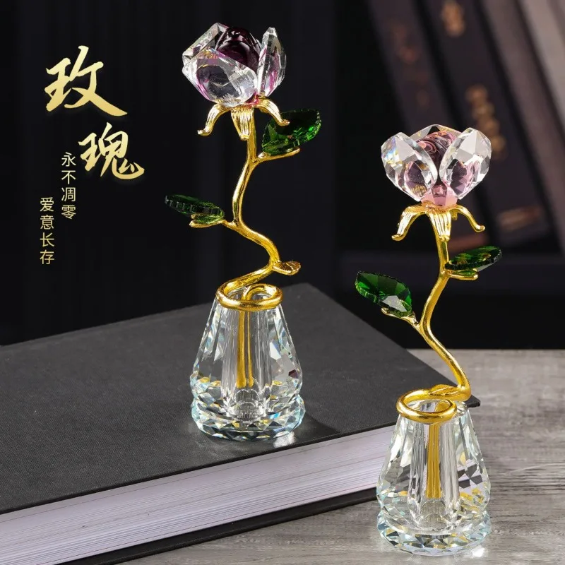 Crystal lotus ornament, lotus souvenir lotus fortune tree, decoration light luxury living room for flower Buddha ornament