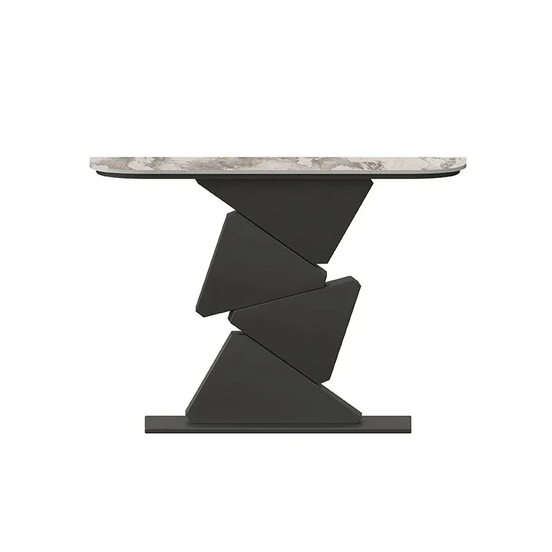 Italian Slate Console Tables Ultra-narrow Hallway Table Light Luxury Living Room Furniture Modern Semi-circle Wrought Iron Table