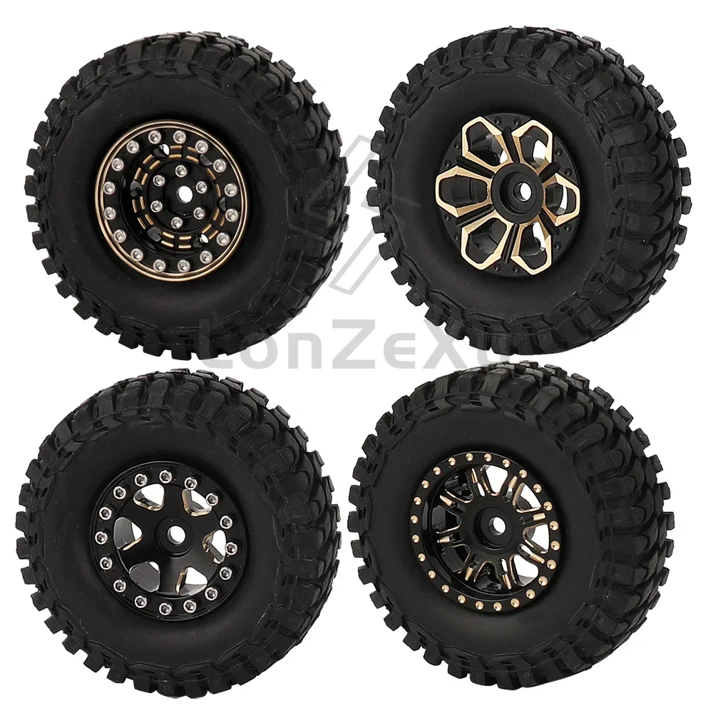 4PCS Brass 1.0 Inch Beadlock Wheel Hub Rims for RC Crawler Car 1/24 Axial SCX24 AX24 FCX24 1/18 TRX4m Metal Upgrade Parts