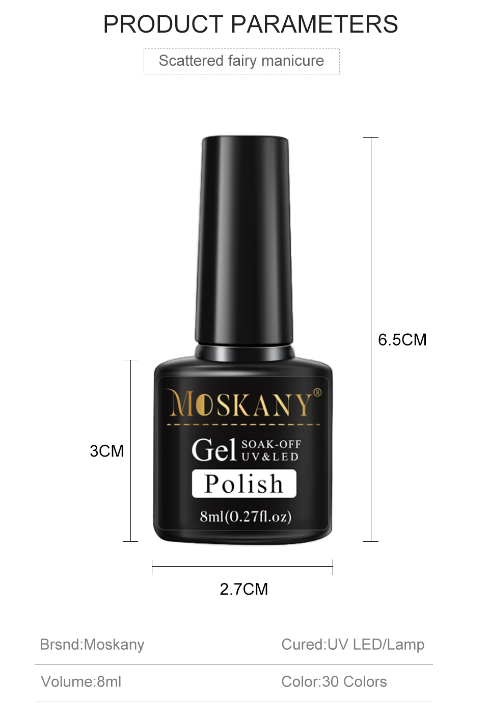 Moskany-esmalte de uñas semipermanente UV LED para secado de uñas, barniz de manicura semipermanente, purpurina para manicura artística, 30 colores, 8ML