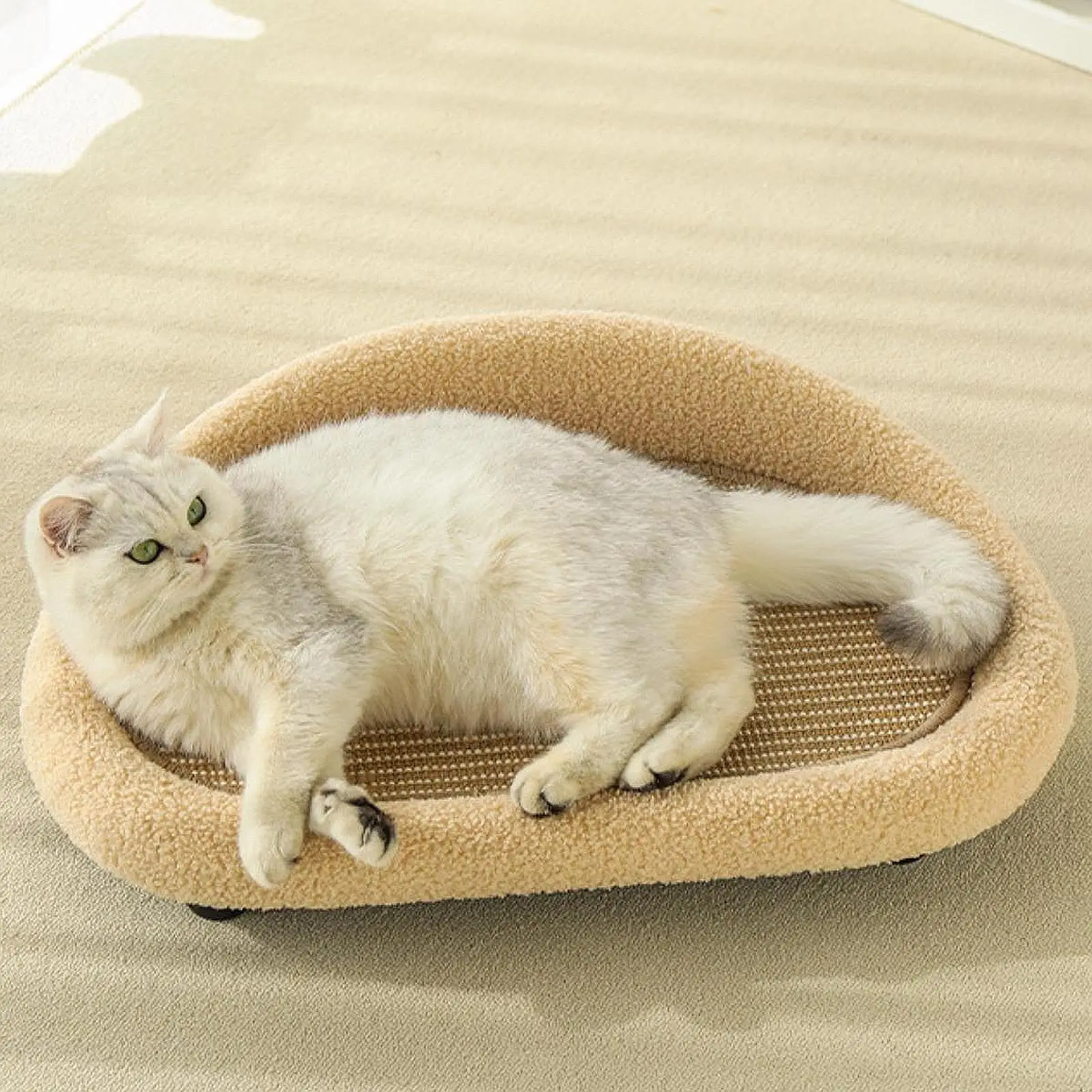 Sisal Velvet Cat Anti-Scratch Lounge Cat Bed Protect Furniture Linen Anti Slip Carpet for Home Comfort and Support Small Pet