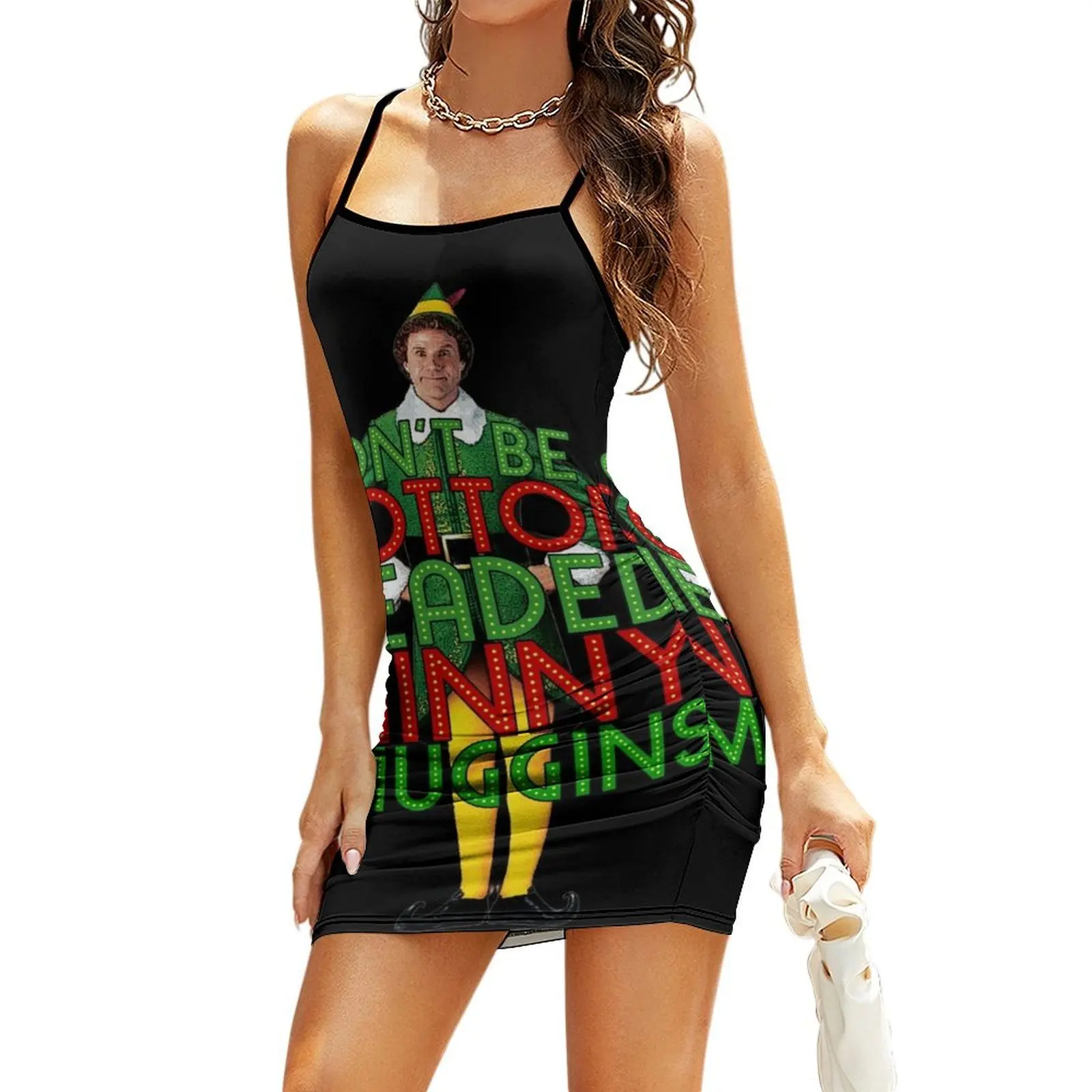 

DON'T BE A COTTON HEADED NINNY MUGGINS Elf Christmas Movie Buddy Will Ferrell Funny Sling Dress Summer skirt long dress women