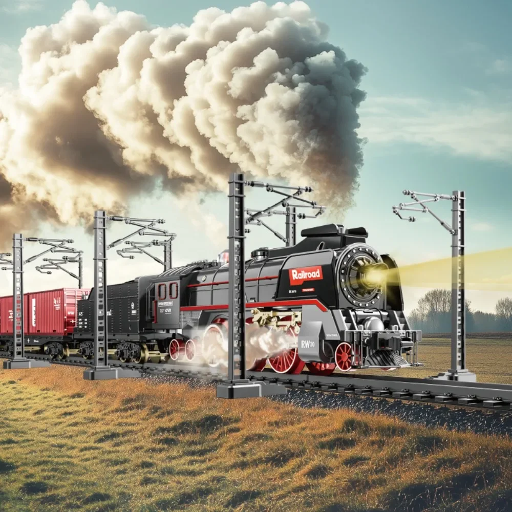 Zestaw zdalnie sterowanego pociągu parowego w stylu retro Symulacja pociągu elektrycznego Kolej dużych prędkości z dźwiękiem i światłem Zabawki dla dzieci