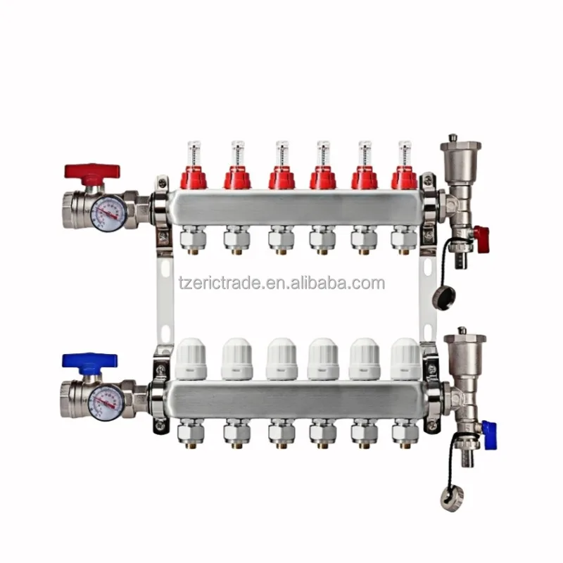 

Floor Heating System Valves Radiant Heat Manifold Stainless Steel PEX Manifold