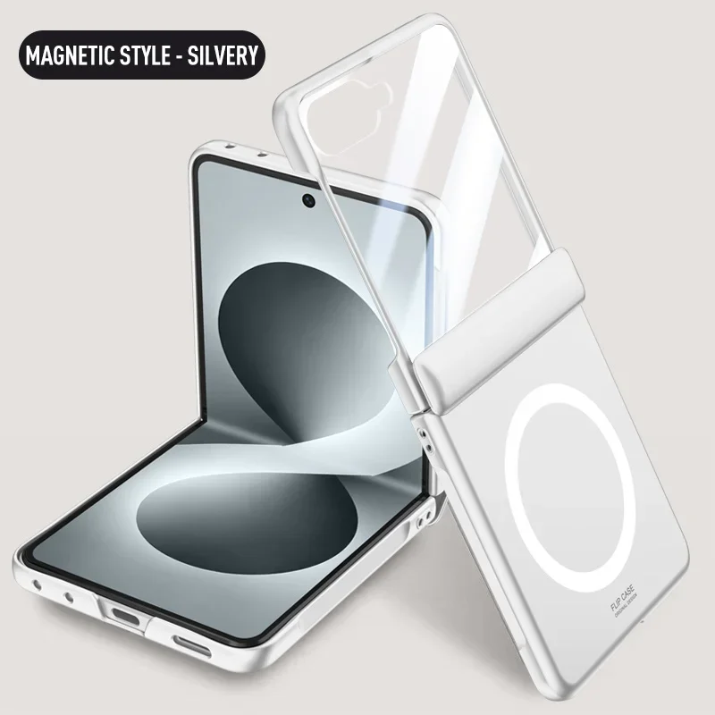 For Magsafe Wireless Charging Matte Frosted Phone Case For Samsung Galaxy Z Flip 8 5G Hinge Screen Protect Film Shockproof Cover