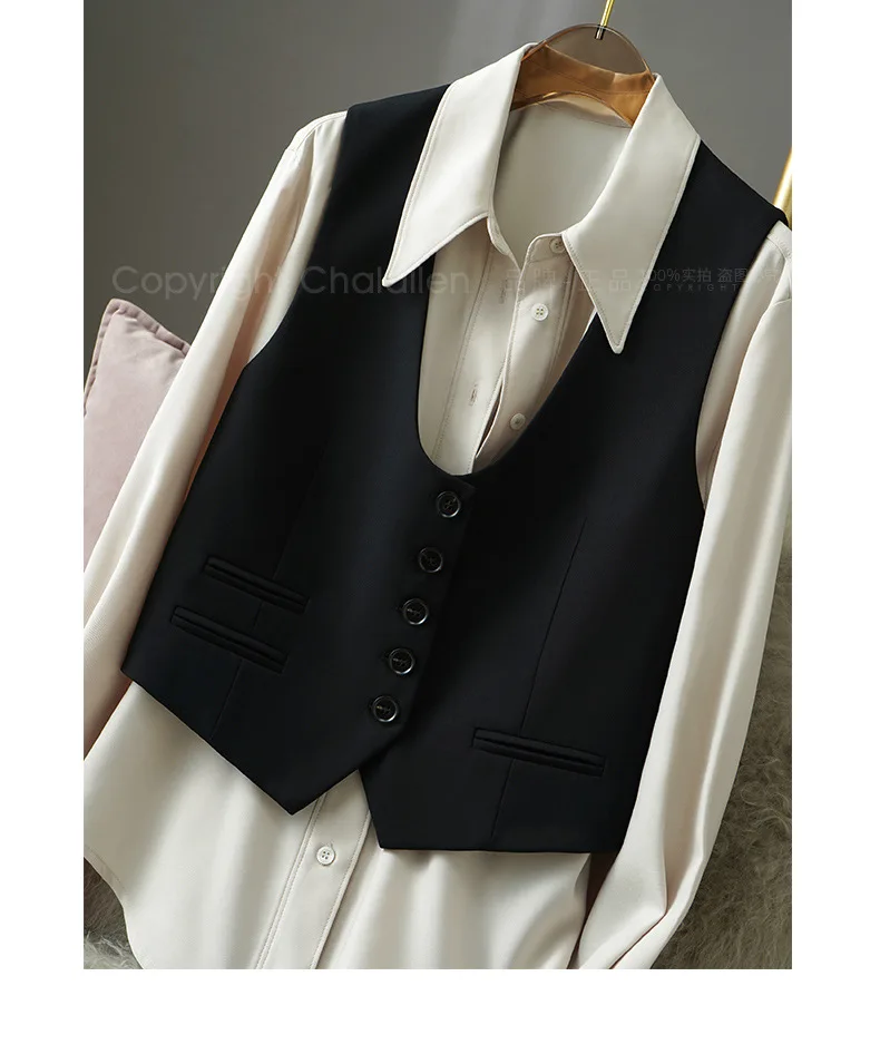 

Vests Waistcoats Thin Womens Vest Japanese Fall Tweed Belted Elegant Temperament Classic Tailored Workplace Modern Sleeveless BF