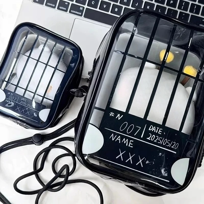 Transparent PVC Carrier Bags Creative Prison Doll Display Storage Bag for 13cm Plush Doll Student Supplies Toy Dolls Accessories