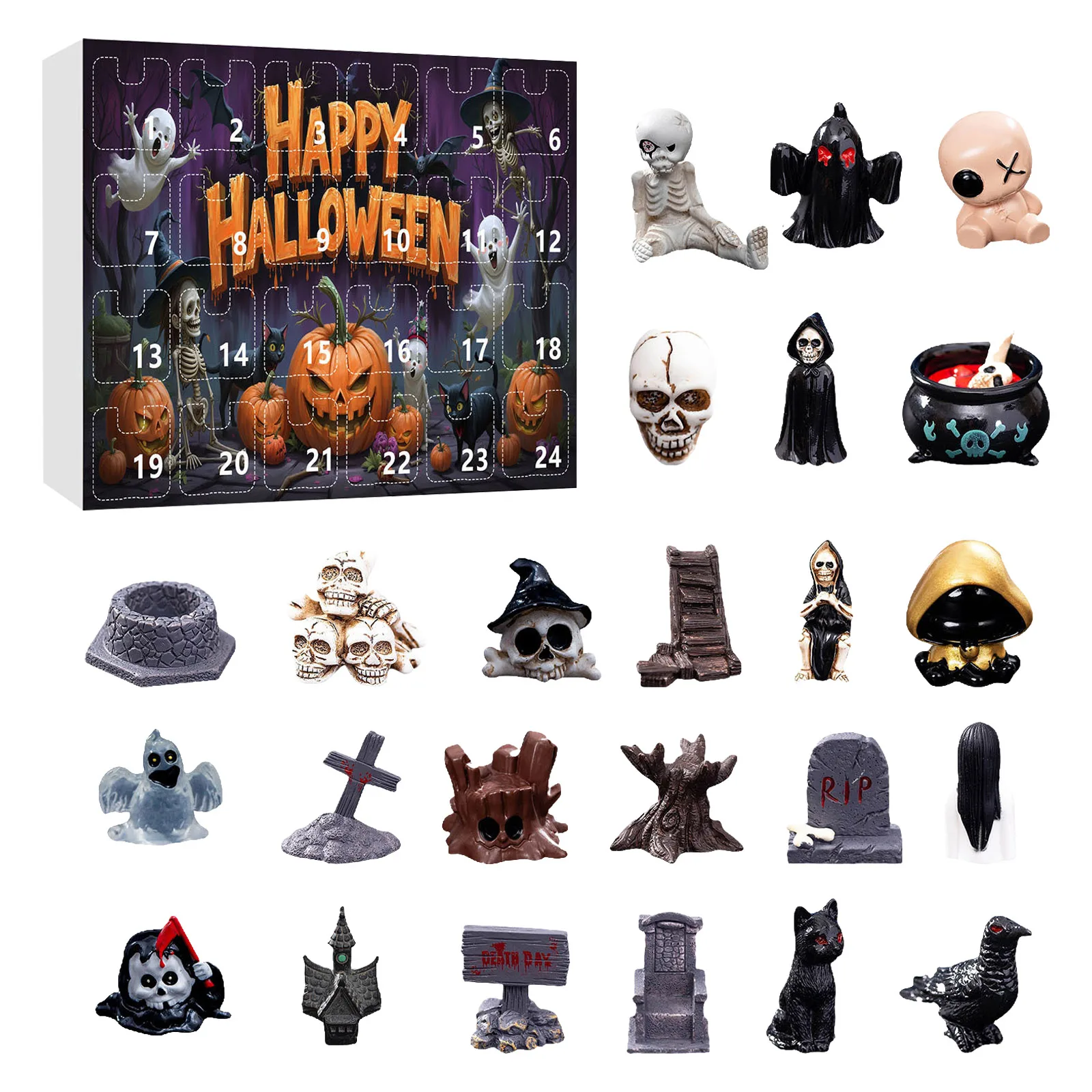 Giocattoli di Halloween per bambini Calendario per il conto alla rovescia Zucca A forma di resina Atmosfera popolare interessante festival giocattoli per bambini caldi