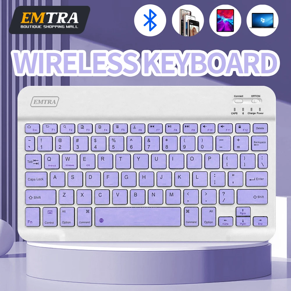 

EMTRA Bluetooth Keyboard Wireless Keyboard Bluetooth Mini English Spanish Russian Keyboard Rechargeable for Ipad Phone Tablet