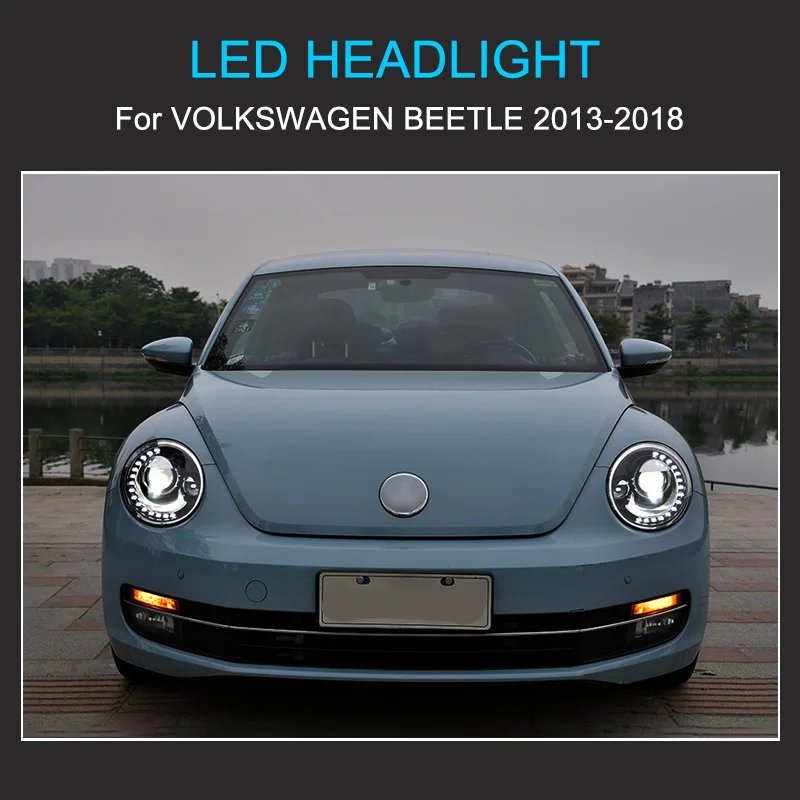 1Pair LED Headlights for VW Beetle 2006-2018 Headlights Plug and Play LED DRL Turning Projector Lens Front Head Lights