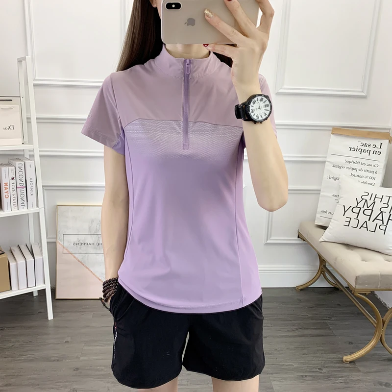 Play High Speed  Ice Female Collar Short Sleeve T-shirt are Running Faster Drying Clothing Breathable Mountaineering Wear Abs