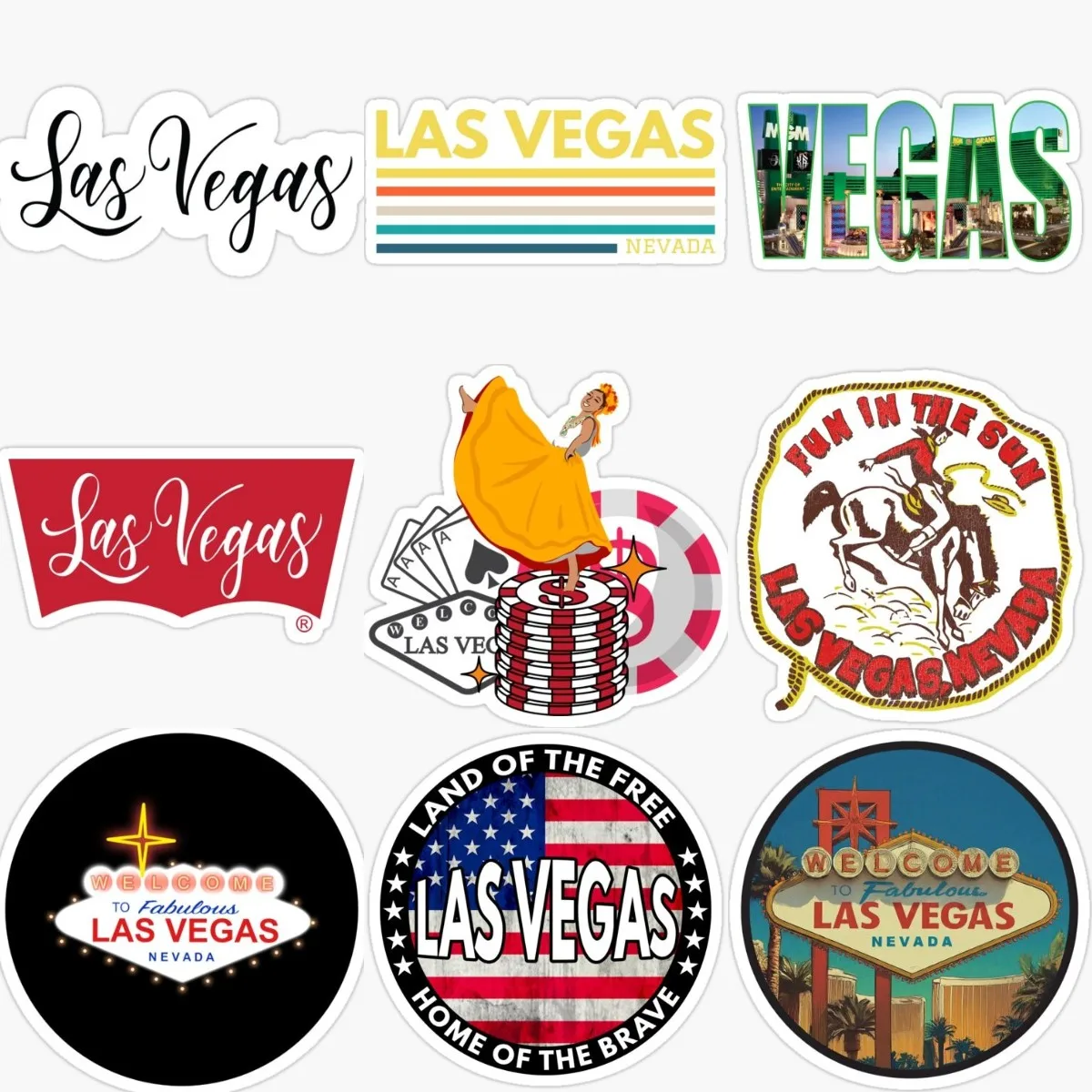 Las Vegas Emblem Creative Sticker for Decorate Wall Room Car Van Truck Motorcycle Off-road Helmet Bumper Window Decal