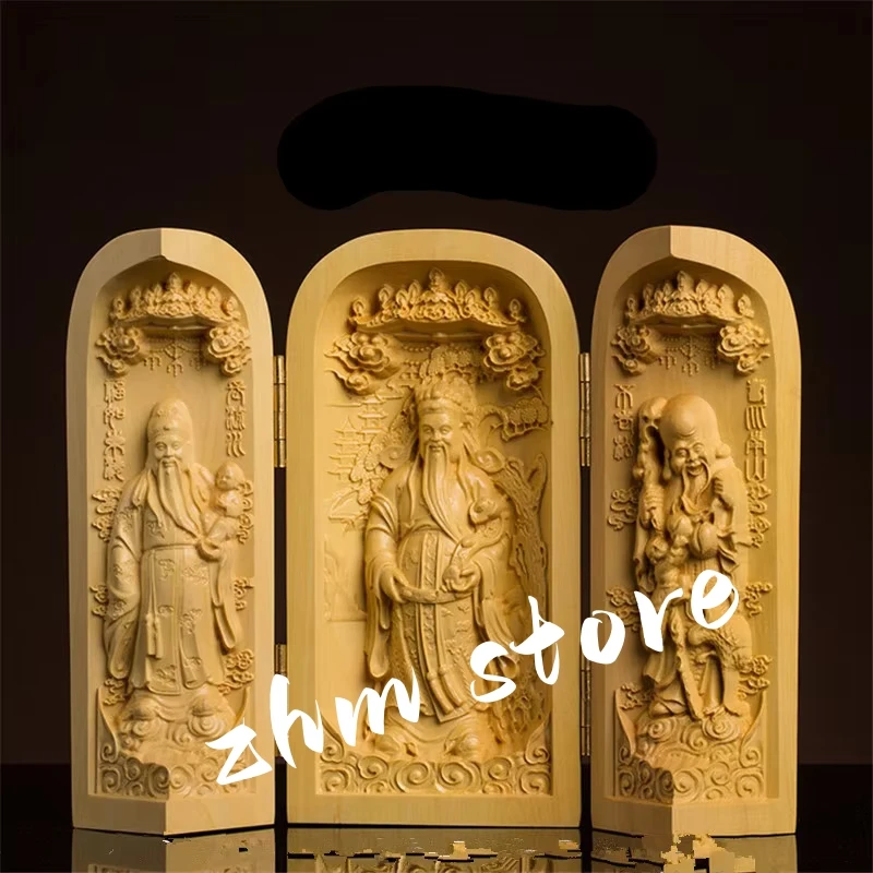 Dropship Chinese Handmade Carving Exquisite Avalokitesvara Boxwood Handle Car Decoration Home Furnishing Buddha Wooden Crafts
