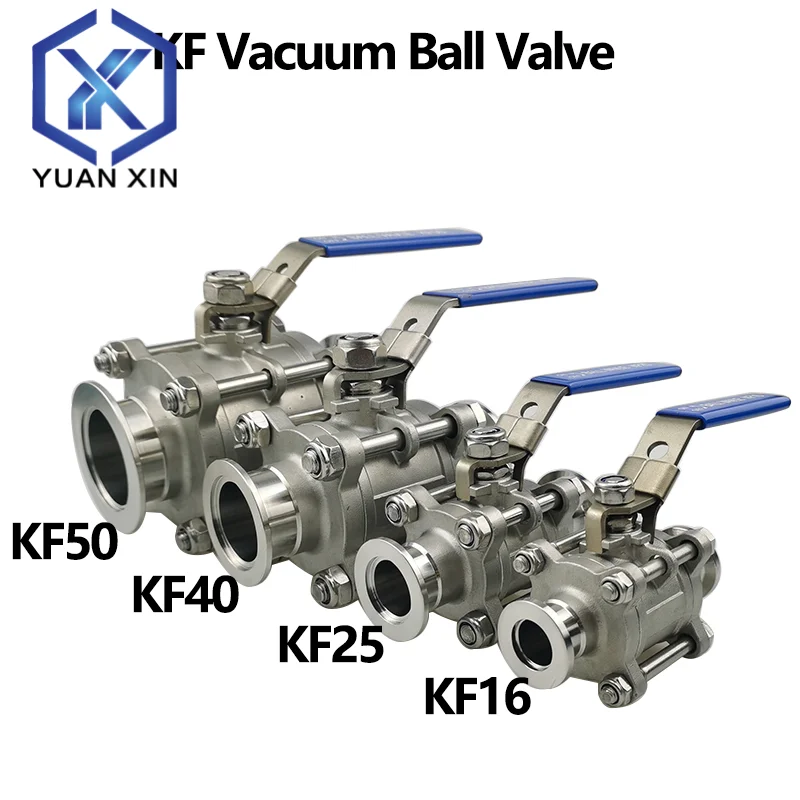 

Вакуумный шаровой кран KF, трехсекционный шаровой кран, вакуумный зажим TC30 мм TC40 мм TC55 мм TC75 мм KF16/25/40/50