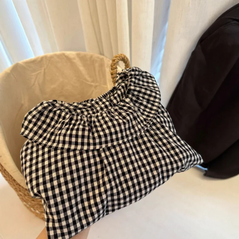 

Plaid Doll Shirt for Young Girls2025Autumn New Sweet Versatile Children's Top Outerwear Girls' Set