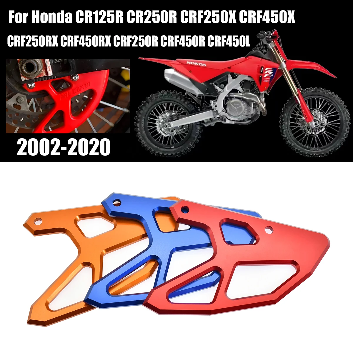 

CNC Aluminum Rear Brake Disc Guard For CR125 CR250 CRF 250R 450R 250X 450X 250RX 450RX 2002 2003 2004 2005 2006 2007-2020 2021