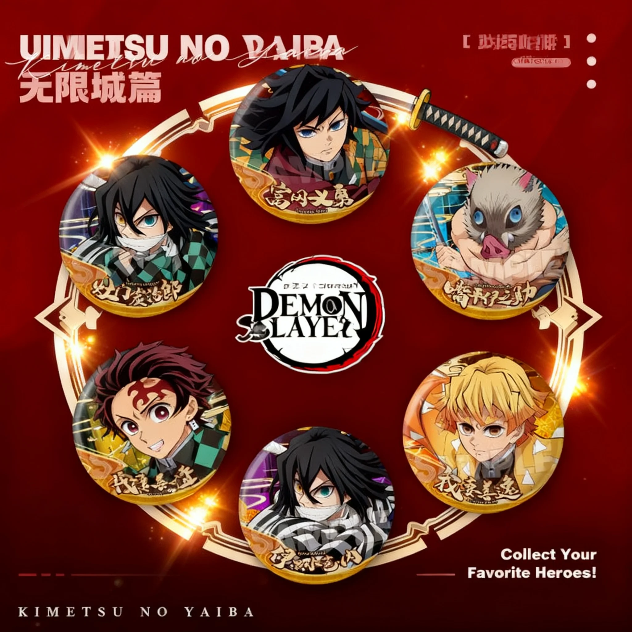 

Demon Slayer Kimetsu no Yaiba Infinity Castle Large Badge Tanjiro Nezuko Shinobu Butterfly Double Flash Pin Brooch Hanging