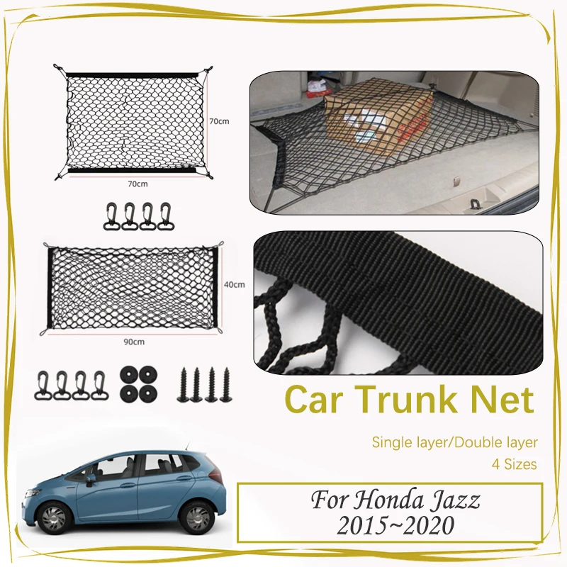 

Car Boot Trunk Net For Honda FIT GP GK JAZZ MK3 2015~2020 Nylon Back Storage Organizer Gadget Cargo Bag Interior Car Accessories