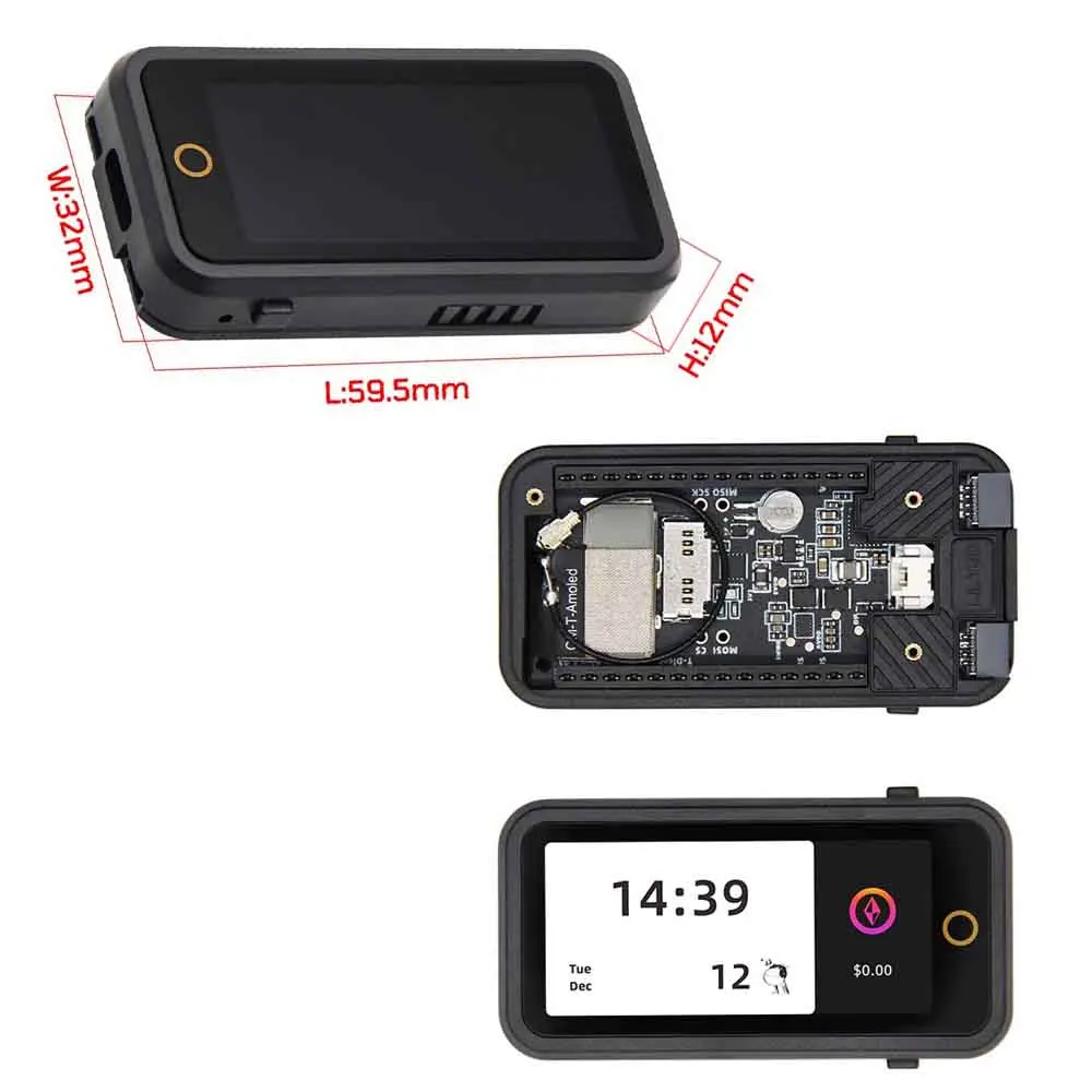 Development Board ESP32-S3R8 1.91 Inch RM67162 AMOLED IPS Display 240x536 SPI Screen Wi-Fi BT 5 PMU RTC 16MB Flash Module