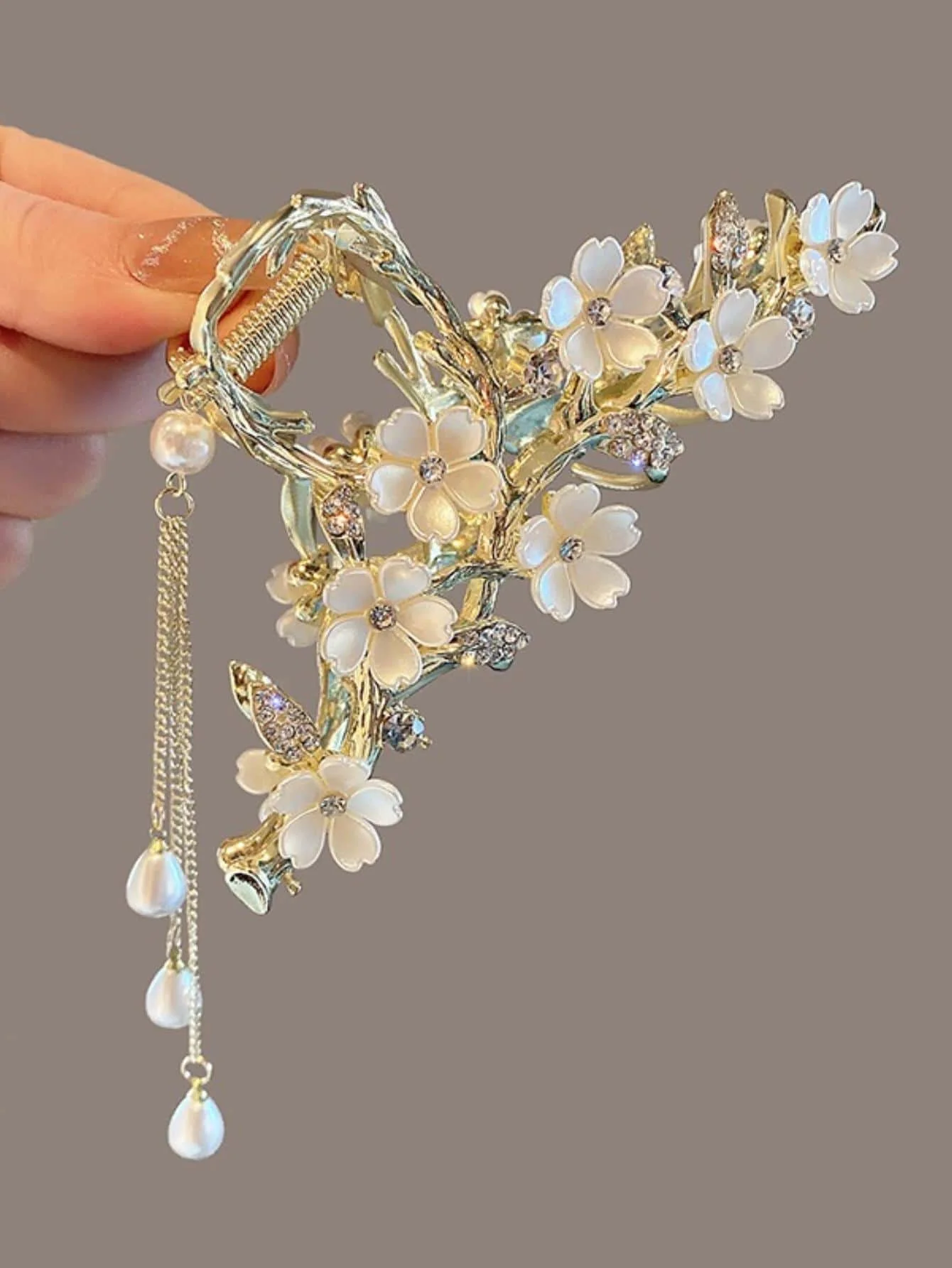 

Flower & Faux Pearl Decor Hair Claw Boho Claw Clips Hair Clips Hair Jaw Clip Hair Clamps Hair Clutch Hair Catcher