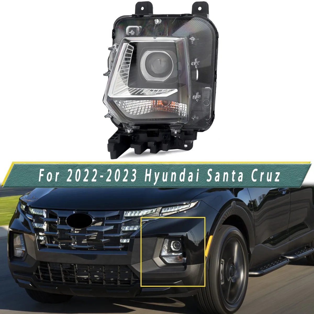 

Левая/правая галогенная фара в сборе для Hyundai Santa Cruz SE Crew Cab Pickup 4-дверный (2022-2024), противотуманная фара со стороны водителя