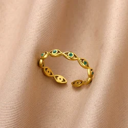 Minimalist stainless steel Zircon Rings for Women Gold Color Geometric Open Rings Couple wedding Vacation beach Jewelry Gift