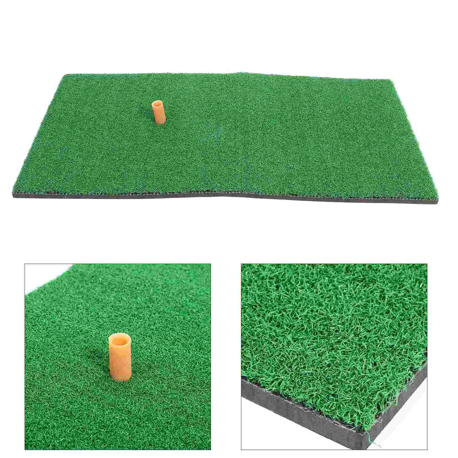 1 Set/3pcs Practice Mat Indoor Realistic Turf Mat Training Aids Home Sports Supplies for Daily Use (1pc Mat + 2pcs TEE)