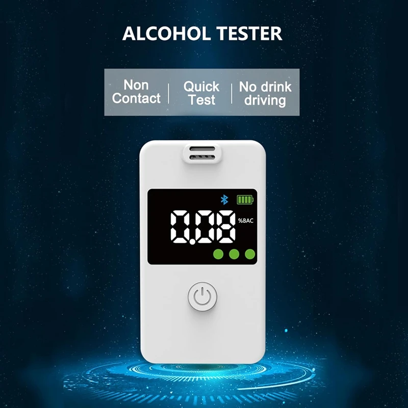 Breathalyzer, Grade Accuracy-Alcohol Tester With Bluetooth Connectivity Digital Blue LCD Display For Personal Home, Durable