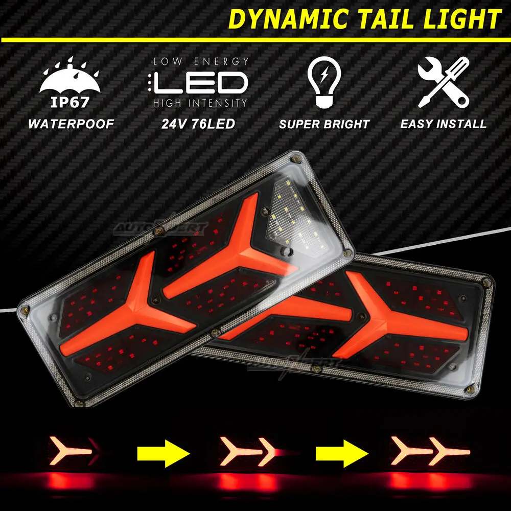 

x2 LED TRAILER LIGHTS TAIL LAMP STOP DYNAMIC INDICATOR 4WD 4X4 CAMPER UTE 12V