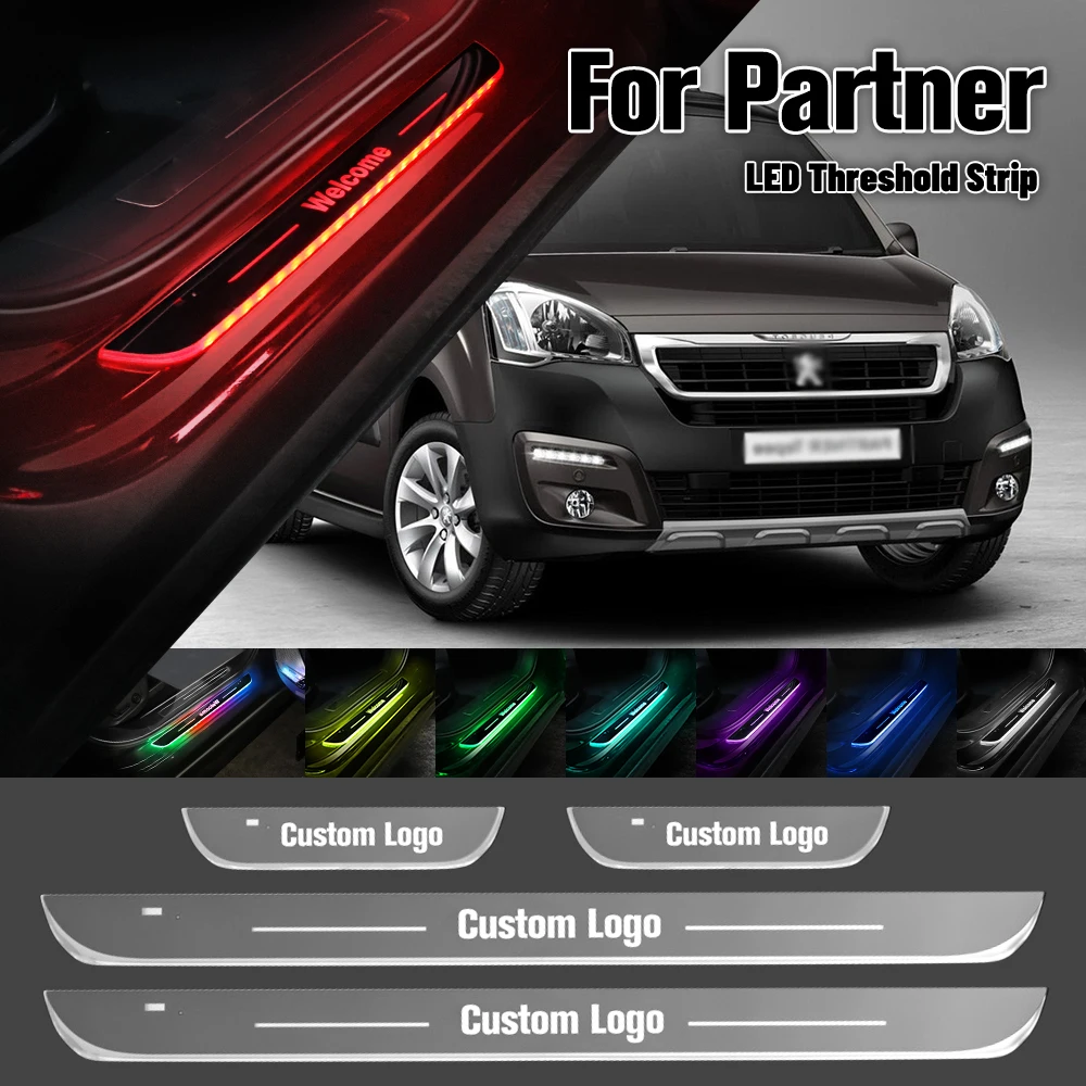 

For Peugeot Partner 2008-2017 Car Door Sill Light Customized Logo LED 2013 2015 2016 Welcome Threshold Pedal Lamp Accessories