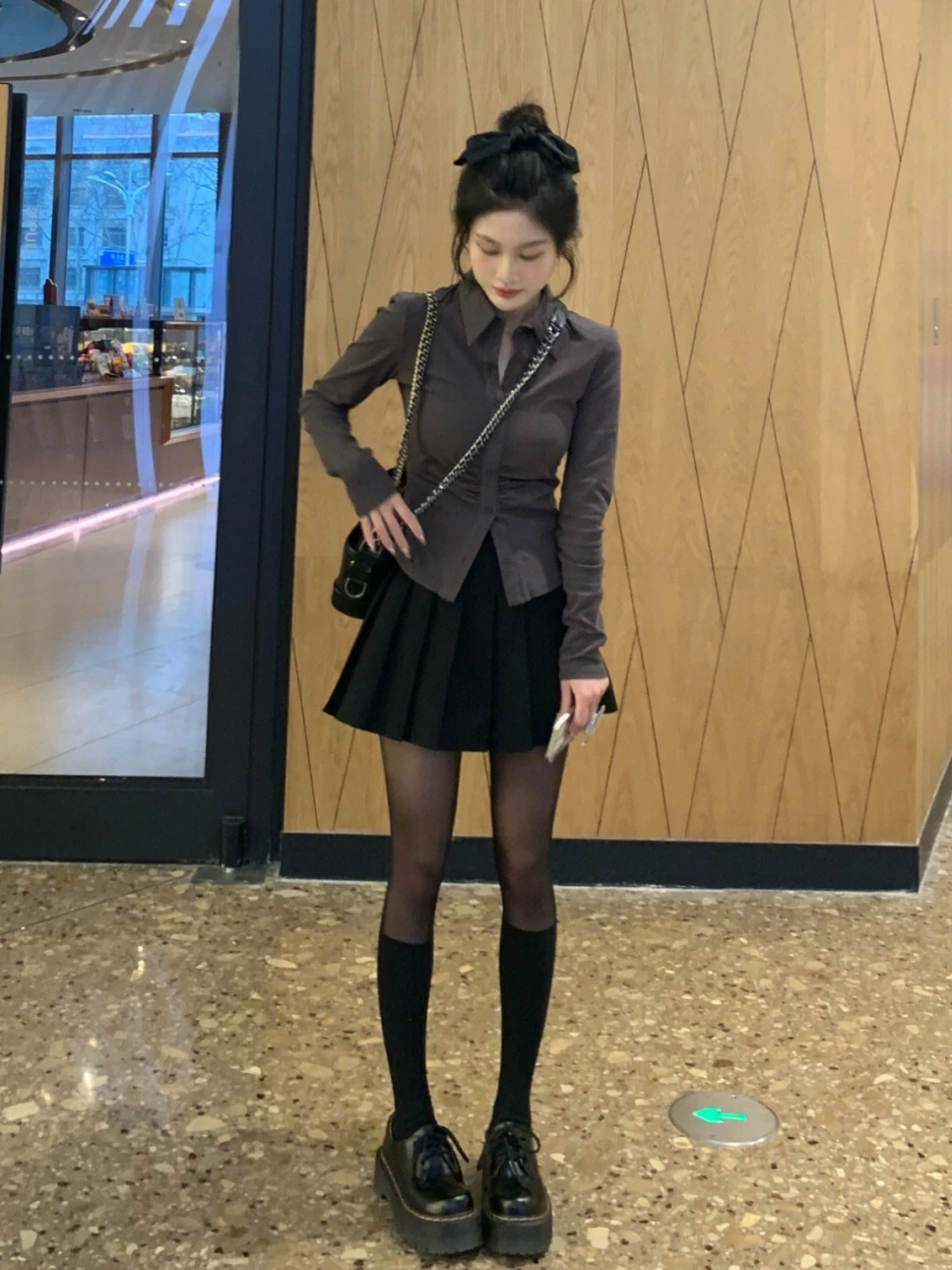 

Комплект Spicy Sis 5G Autumn Bla Silk: Юбка Pure Desire Hing и блузка из чистого хлопка с завышенной талией и длинными рукавами в стиле JK