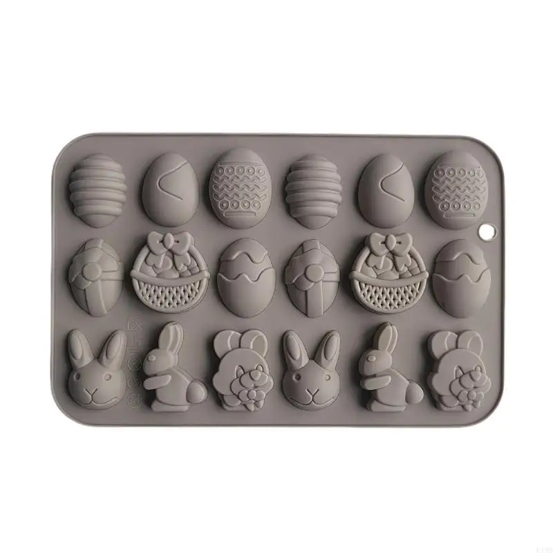 F19B Safe Silicones 18 Cavity Rabbit Eggs Mold High Temperatures Resistant For Dessert Pastries Chocolate Candy