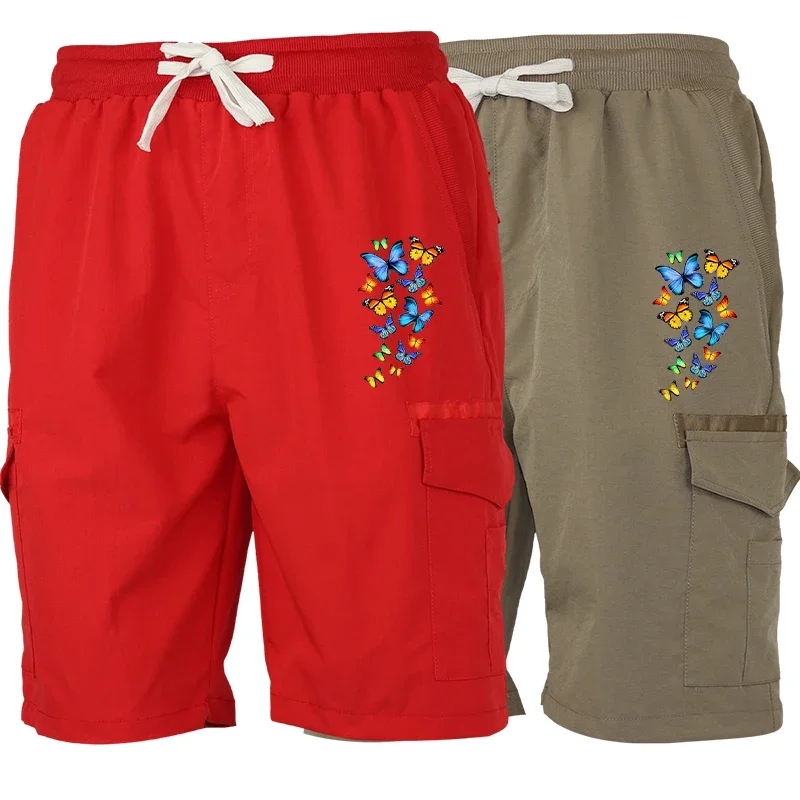 

Soft & Stylish Men's Letter Print Cargo Shorts Multi-Pocket Design Cotton Casual Loose Fit Knee Length Summer City Shorts Fit