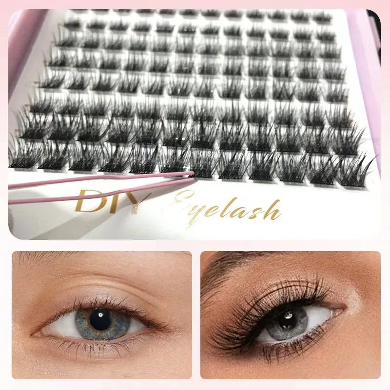 384本入りまつげエクステセット、つけまつげセグメント化ナチュラルまつげセット、シングルクラスター