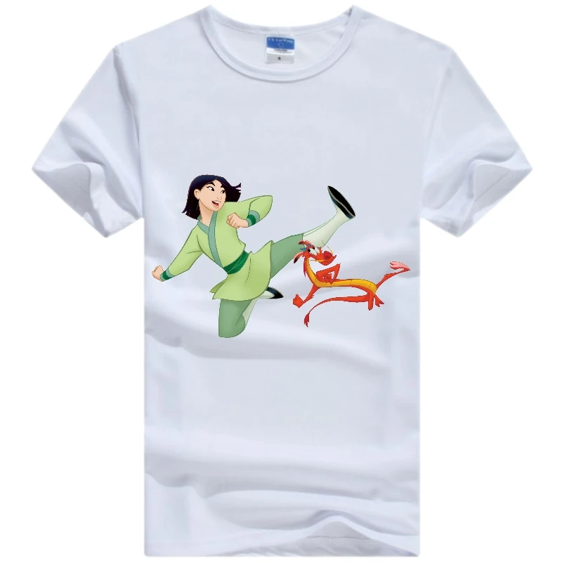 Kawaii Disney Cartoon Blouse Hua Mulan Graphic T Shirts Women Goth Clothes Mens Tees Summer Short Sleeve Streetwear Y2k T-shirts