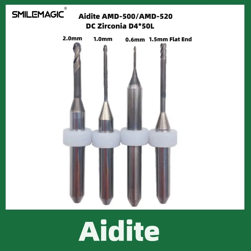 

Dental Lab Aidite AMD-500 AMD-520 Zirconia CADCAM Milling Burs DC Coating Dental Laboratory Cutters Shank Diameter 4mm