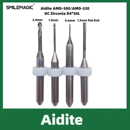 Imagen 1 del producto Aidite-fresas de laboratorio Dental, AMD-500, Zirconia, CADCAM, fresado, revestimiento de CC, vástago de 4mm de diámetro