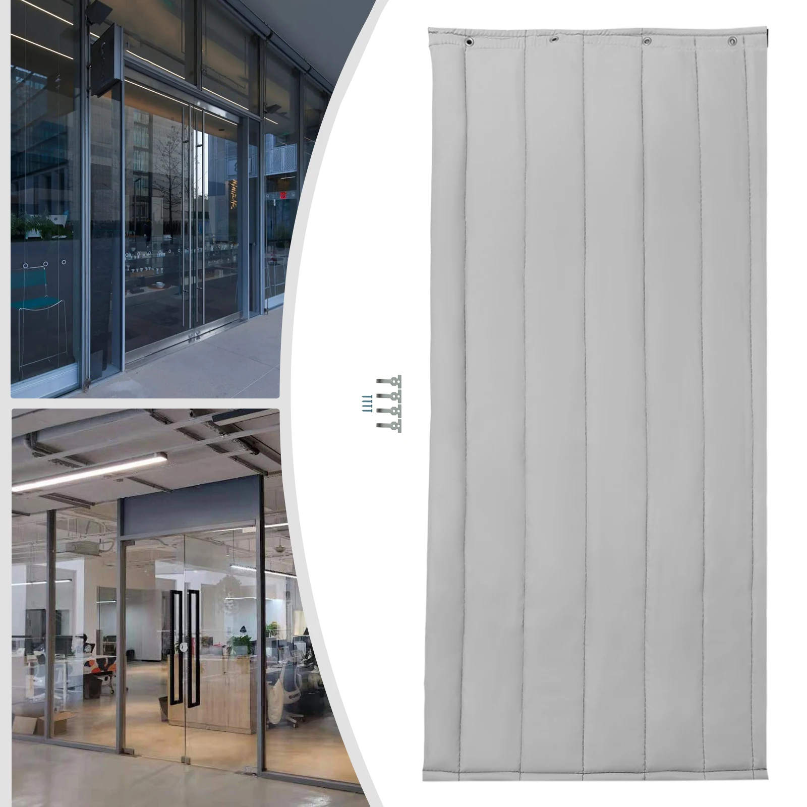 

Grey Oxford Cloth Thermal Insulated Door Curtain,80/90/100*210cm 80*200cm Rectangular Door Curtain Hanging for Front Doors