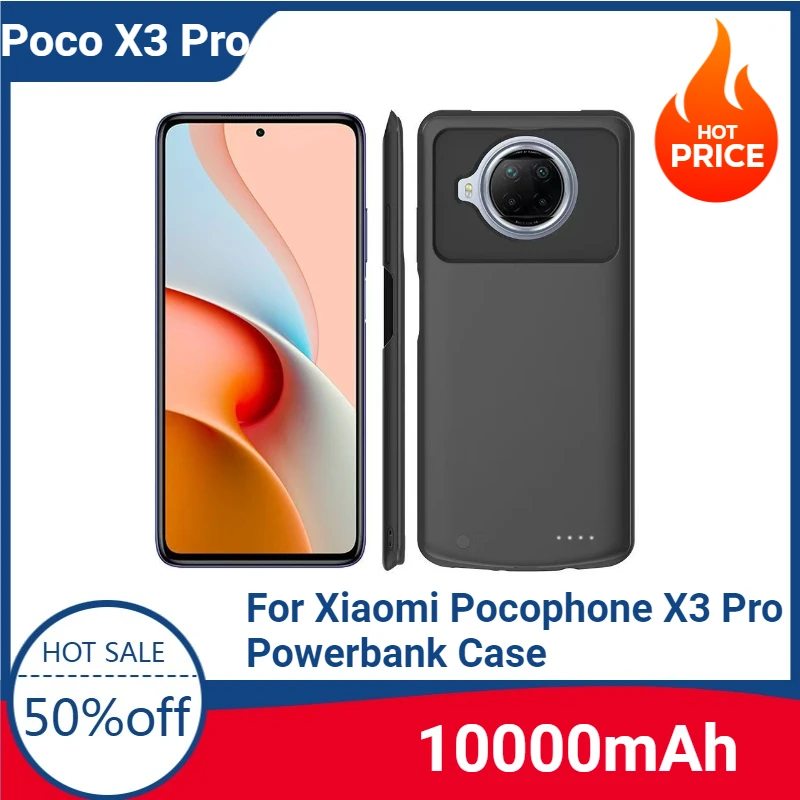 

For Xiaomi Mi Poco X3 Pro Battery Cases 10000mAh Portable Charger Power Bank Cover For Xiaomi Pocophone X3 Pro Powerbank Case