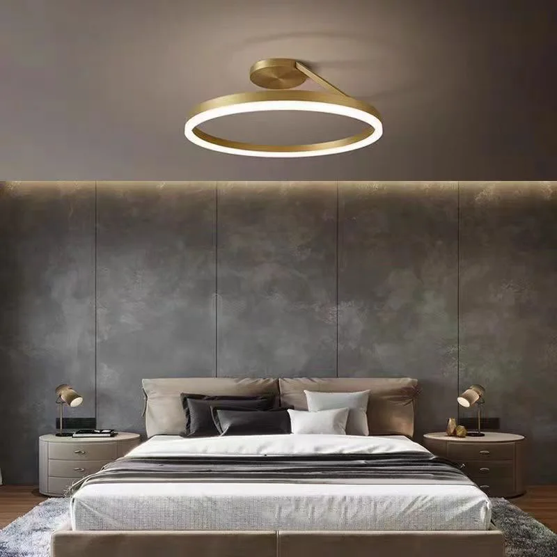 مصباح سقف LED حديث، تصميم حلقي عصري بسيط لغرفة النوم والدراسة وغرفة الطعام وديكور الشرفة