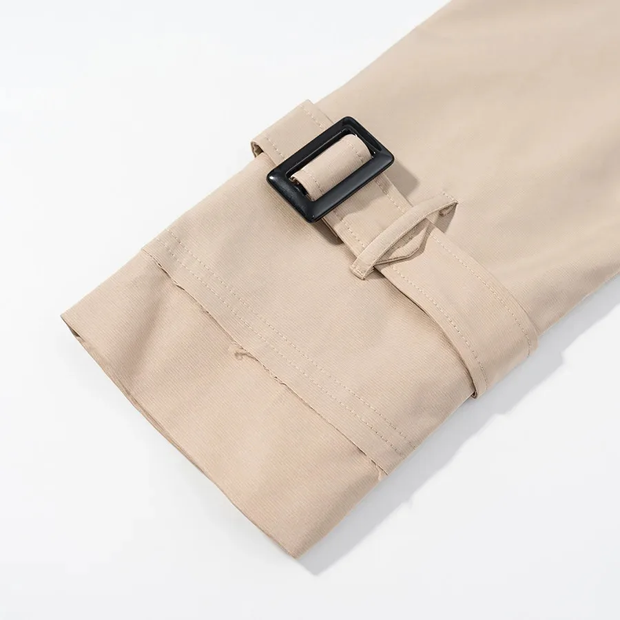 HH Women's Autumn New Fashion Vintage Lapel Joker Short Windbreaker Jacket Female Loose Button Belt High Street Casual Coat