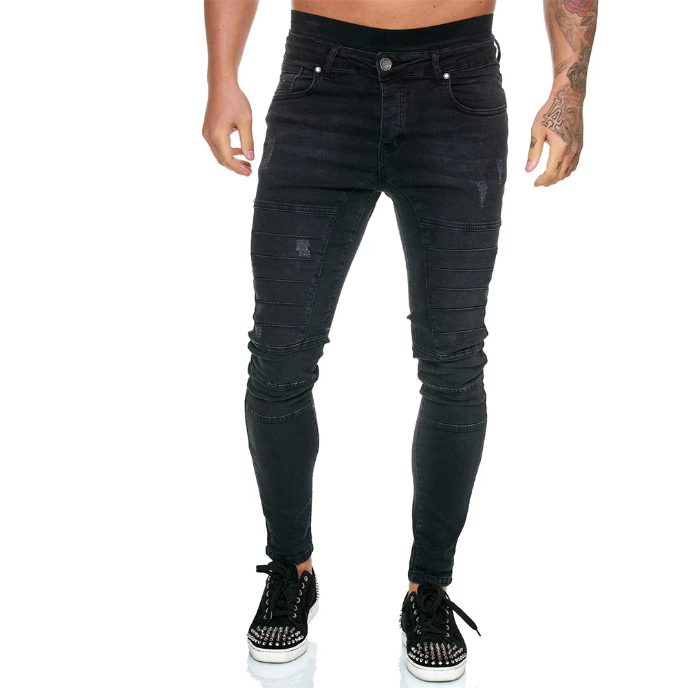New Streetwear Men's Stretch Jeans Casual Men's High-end Solid Color Slim Fit Skinny Pants Fashion Sports Jogging Harajuku Pants