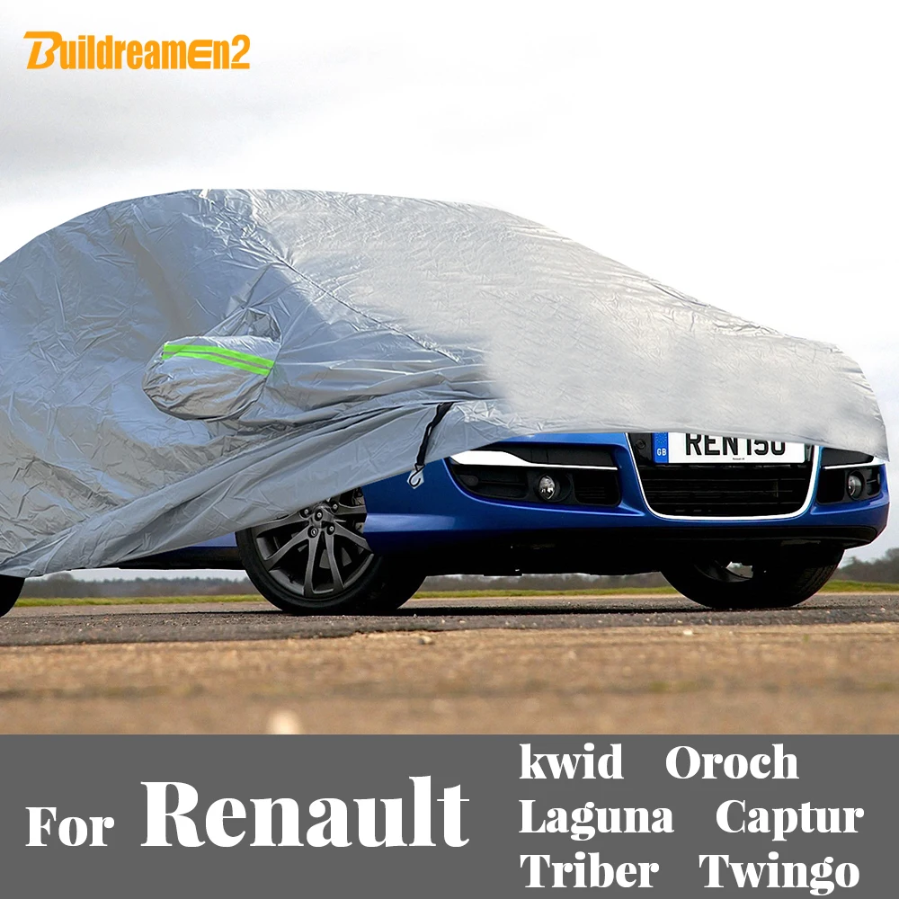Image of Silber Auto Abdeckung Anti-UV Sonnenschutz Schnee Regen Staub Beständig Abdeckung Für Renault Laguna Captur Kwid Oroch Triber Twingo