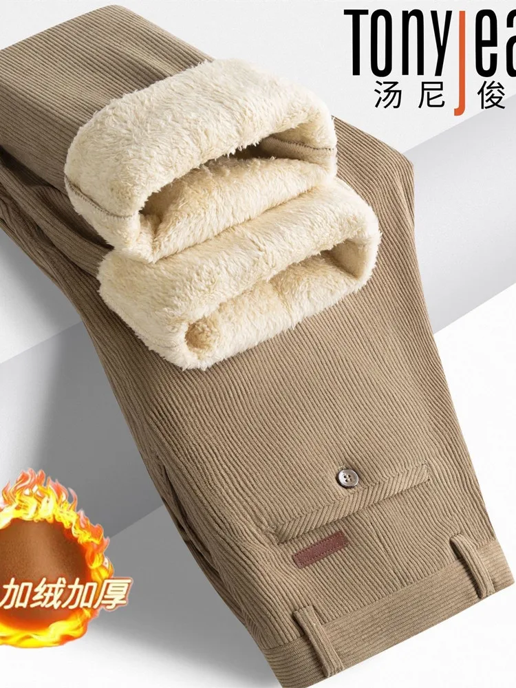 الخريف والشتاء موضة بلون سميكة الدافئة سروال قصير مستقيم الساق السراويل الرجال عادية فضفاض الرياضة حجم كبير بنطلون