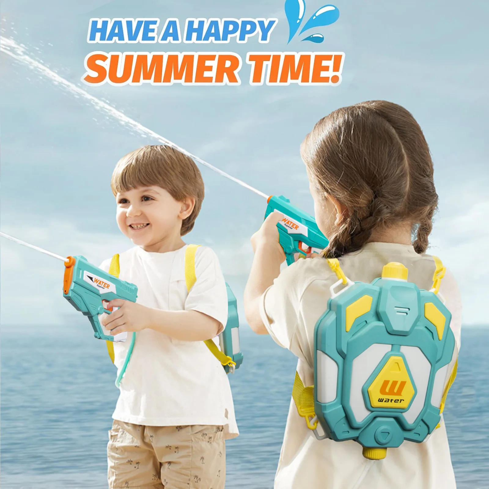 Pistolet à eau à dos de grande capacité, pistolet à eau électrique à aspiration entièrement automatique, pistolet à eau à tir continu, jouet de natation