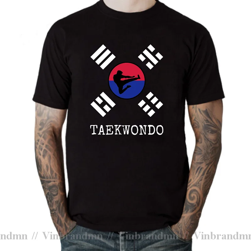 Korean Martial Arts Kickboxing Karate Taekwondo T-shirt Kung Fu Taekwondoin tshirt Tae Kwon Do T Shirt men MMA Fighting Tops Tee